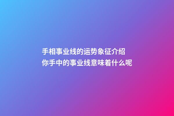 手相事业线的运势象征介绍 你手中的事业线意味着什么呢